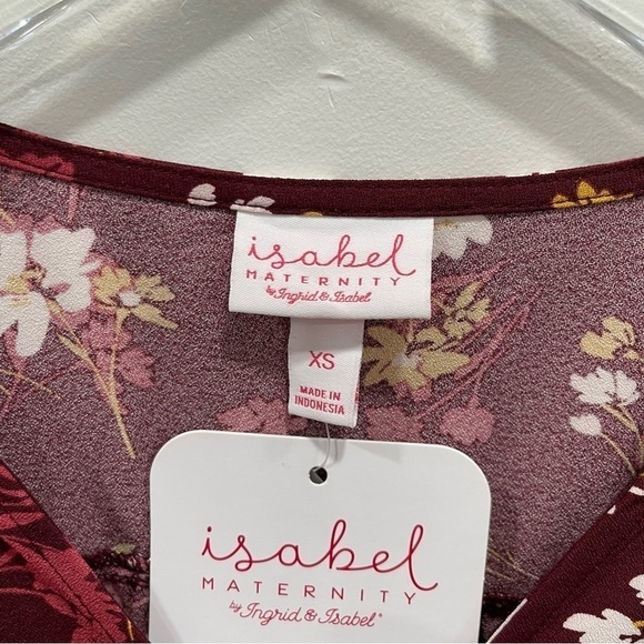 Isabel Maternity Floral Short Sleeve Midi Dress Belted XS - Picture 5 of 8